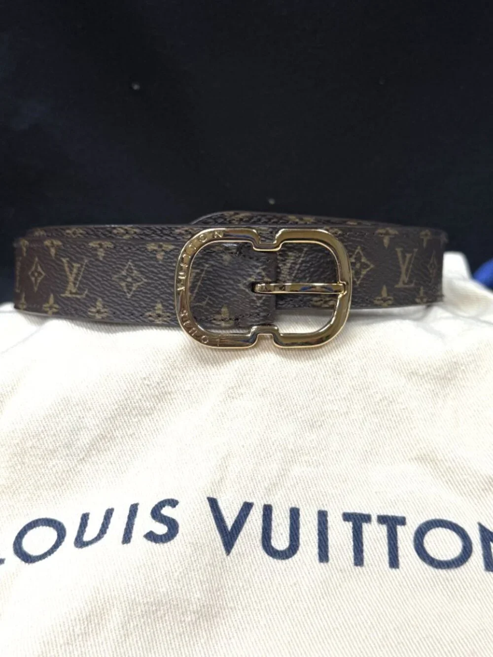 Louis Vuitton Monogram Mini Belt M9584 Brown Canvas Gold Buckle 80/32 Women